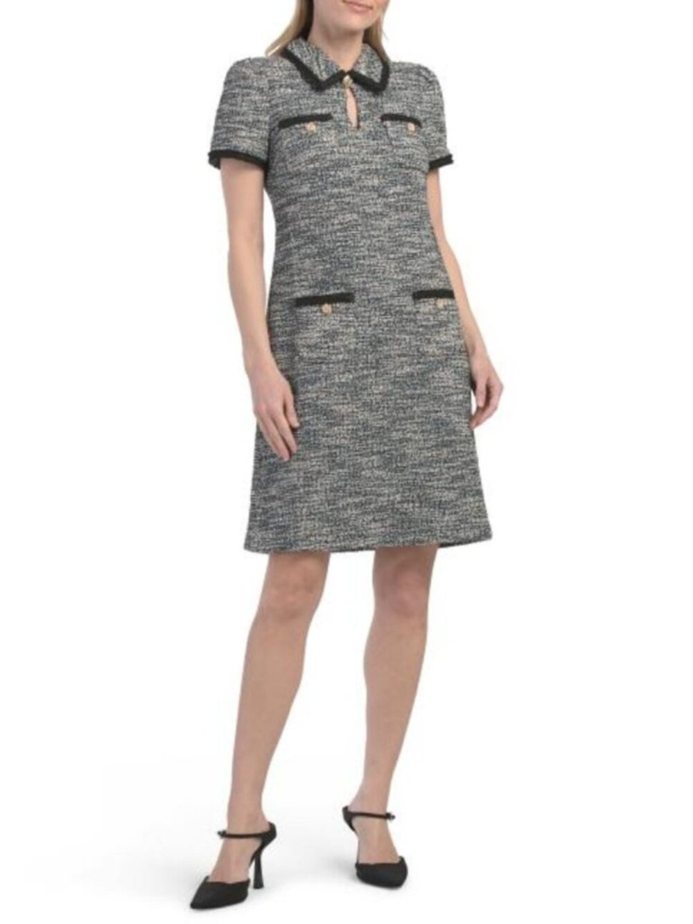 KARL LAGERFELD Tweed Contrast Collar Mini Dress